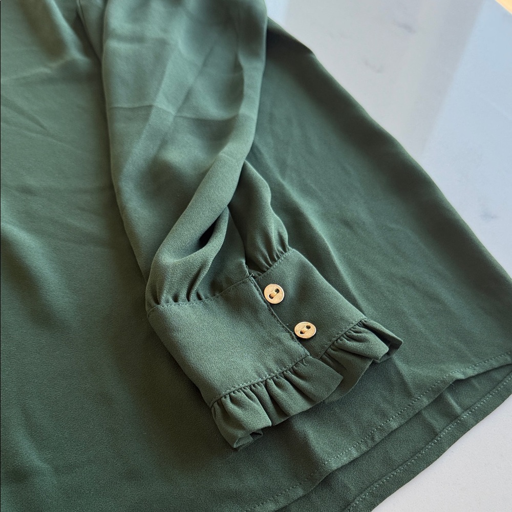 Loft Elegant Blouse With Button Ruffle Cuffs - image 4